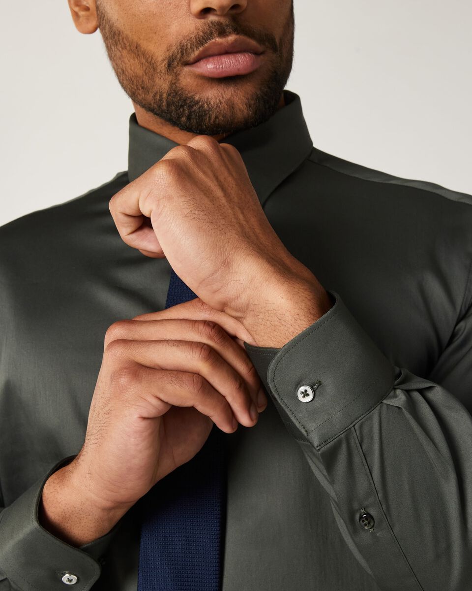 Mens Olive Long Sleeve Dress Shirt
